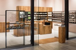 Aesop Osaka is a minimalist interior located in Osaka, Japan, designed by Torafu Architects. It has a glass front with a completely open facade facing the street. The high ceilings, and simple square plane of 7m became the site plan. (10)