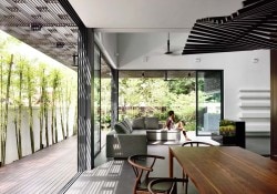 Vertical Court is a minimalist house located in Park, Singapore, designed by HYLA Architects. The project consists of a courtyard on two levels sitting in the center of this semi-detached house. (7)