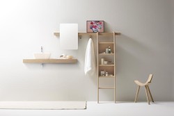 Zutik is a minimalist design created by France-based designer Alki. Zutik is a complete system organized along a horizontal solid oak beam. (3)