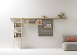 Zutik is a minimalist design created by France-based designer Alki. Zutik is a complete system organized along a horizontal solid oak beam. (4)